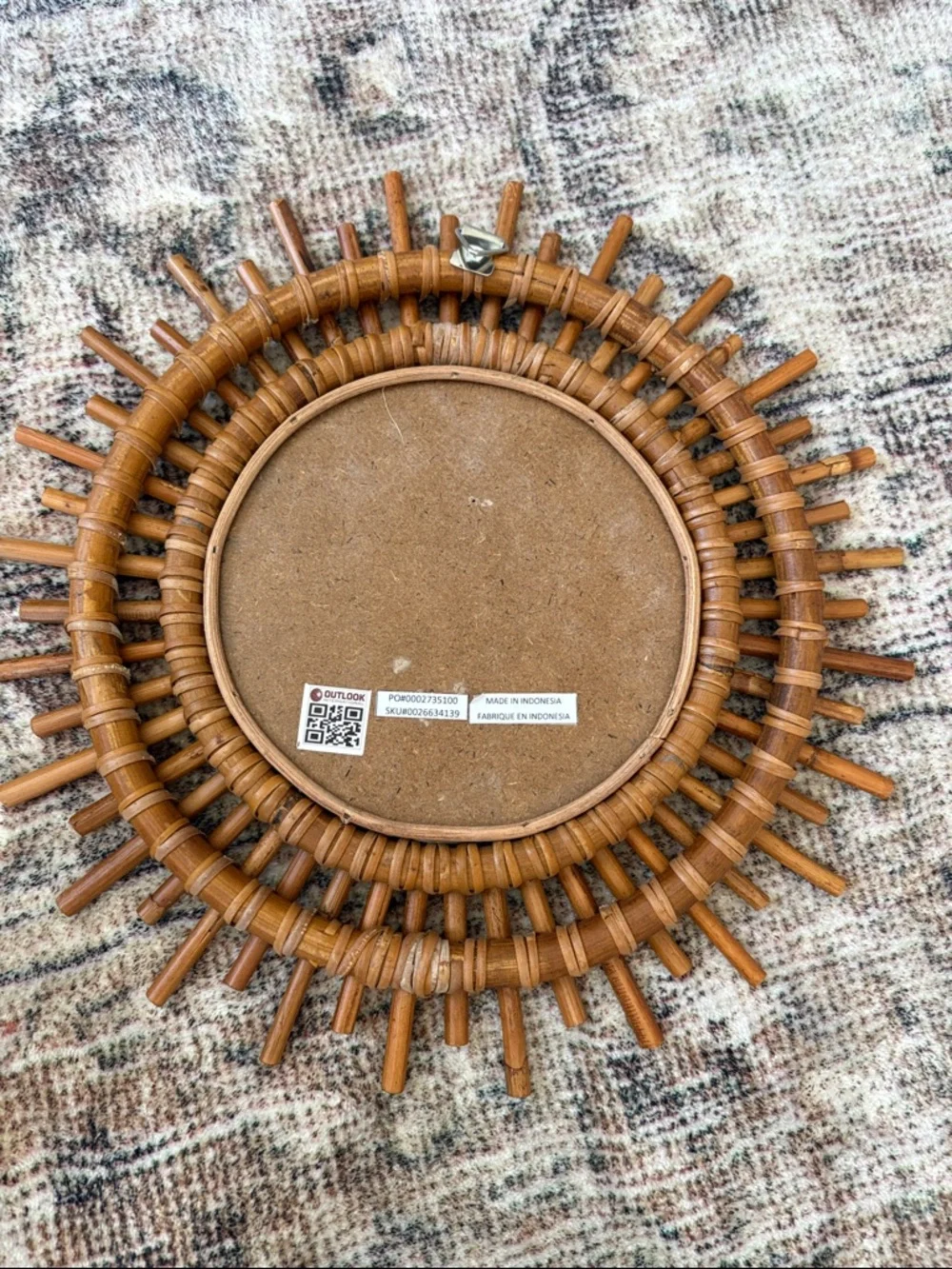Natural Brown Rattan Sunburst Wall Mirror - Home Wall Decor